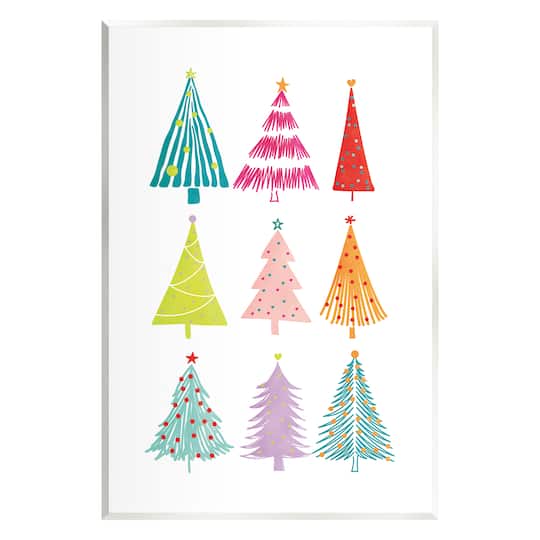 Stupell Industries Varied Fun Christmas Trees Wall Plaque Art
